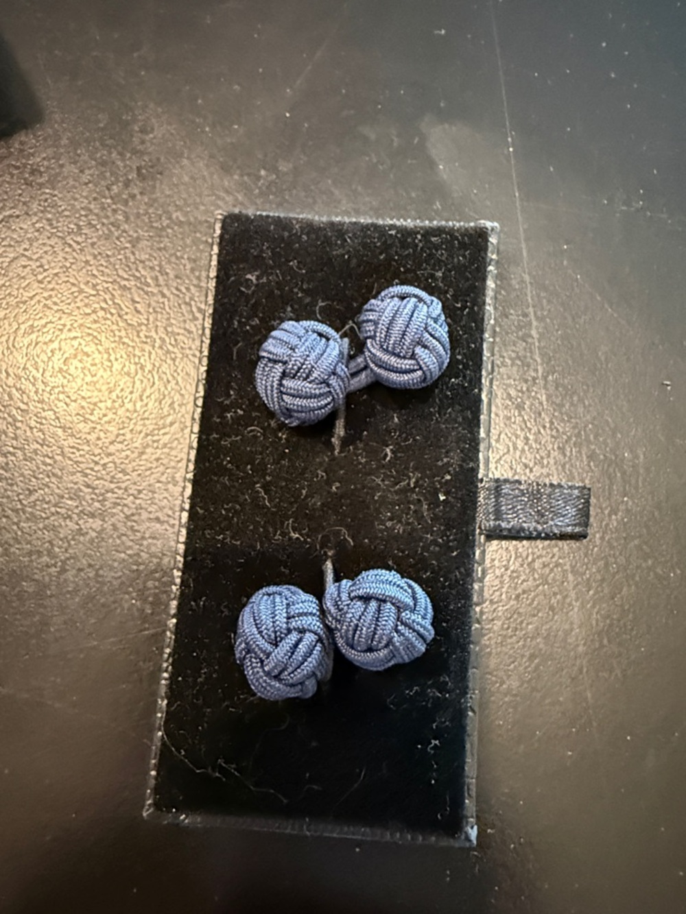 Navy Knot Cufflink Set - Fabric Monkey Fist Style